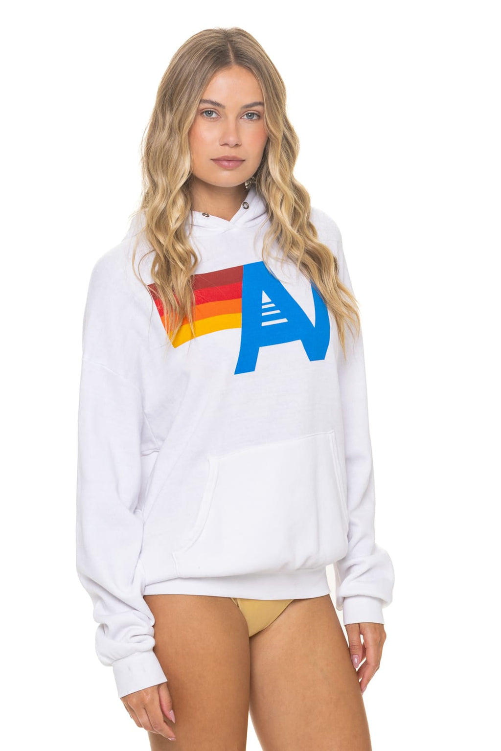 Retro LOGO PULLOVER RELAXED HOODIE - WHITE