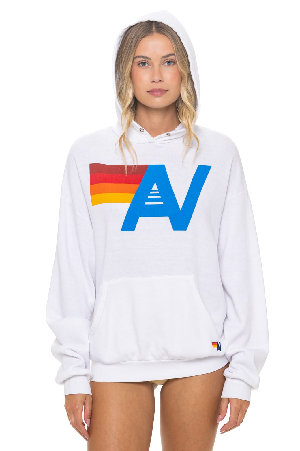 Retro LOGO PULLOVER RELAXED HOODIE - WHITE