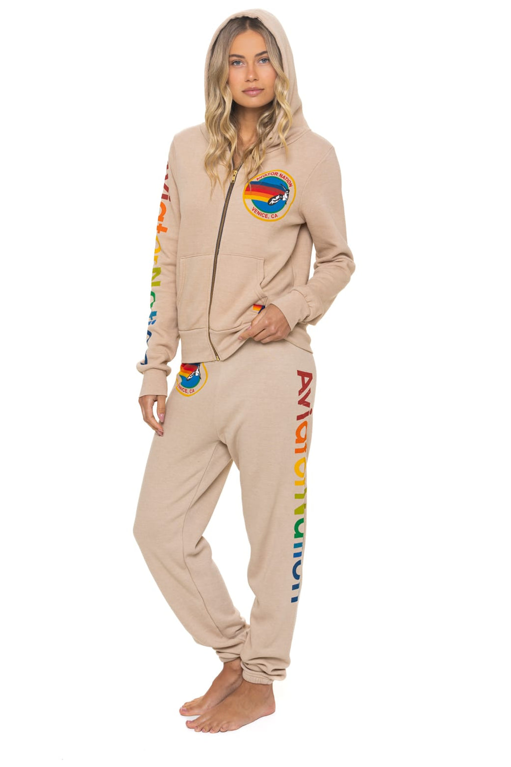 Retro AVIATOR NATION VENICE HOODIE - SAND
