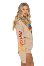Retro AVIATOR NATION RELAXED VENICE PULLOVER HOODIE - SAND