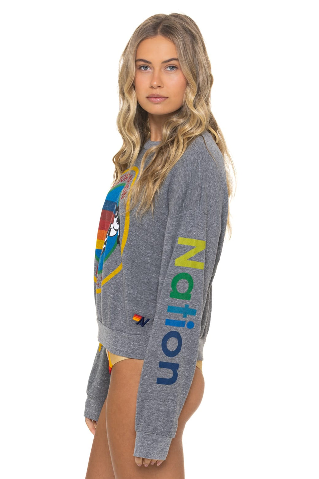 Retro AVIATOR NATION RELAXED VENICE CREW SWEATSHIRT - HEATHER GREY