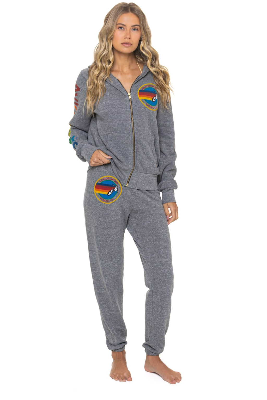 Retro AVIATOR NATION VENICE HOODIE - HEATHER GREY