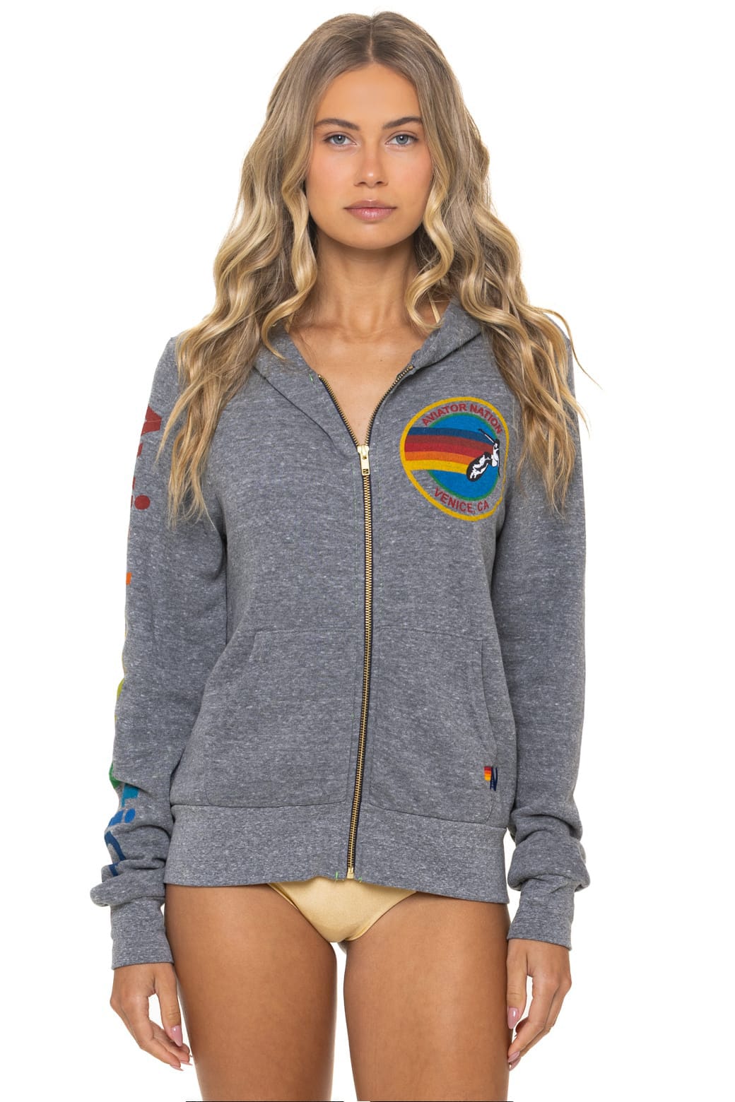 Retro AVIATOR NATION VENICE HOODIE - HEATHER GREY