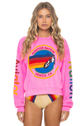 Retro AVIATOR NATION RELAXED VENICE CREW SWEATSHIRT - NEON PINK