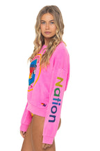 Retro AVIATOR NATION RELAXED VENICE CREW SWEATSHIRT - NEON PINK
