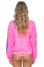 Retro AVIATOR NATION RELAXED VENICE CREW SWEATSHIRT - NEON PINK