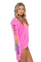 Retro AVIATOR NATION VENICE HOODIE - NEON PINK