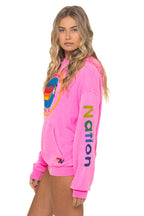 Retro AVIATOR NATION RELAXED VENICE PULLOVER HOODIE - NEON PINK