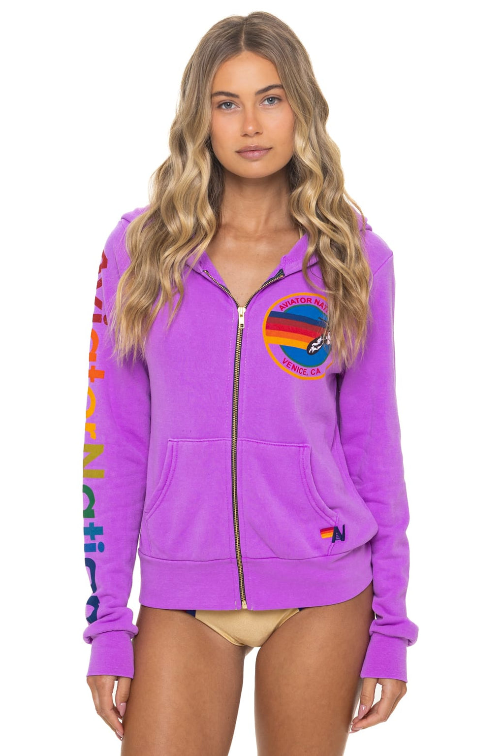 Retro AVIATOR NATION VENICE HOODIE - NEON PURPLE