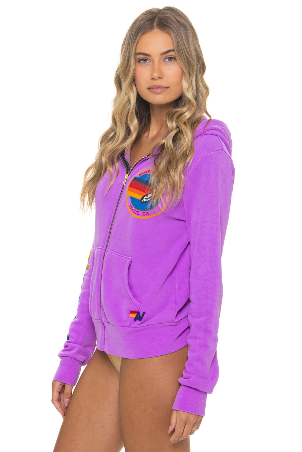 Retro AVIATOR NATION VENICE HOODIE - NEON PURPLE