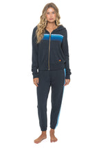 Retro 5 STRIPE HOODIE - CHARCOAL BLUE