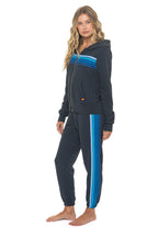 Retro 5 STRIPE HOODIE - CHARCOAL BLUE