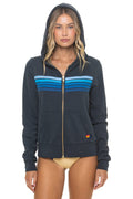 Retro 5 STRIPE HOODIE - CHARCOAL BLUE