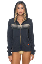 Retro 5 STRIPE HOODIE - CHARCOAL GREY STRIPES