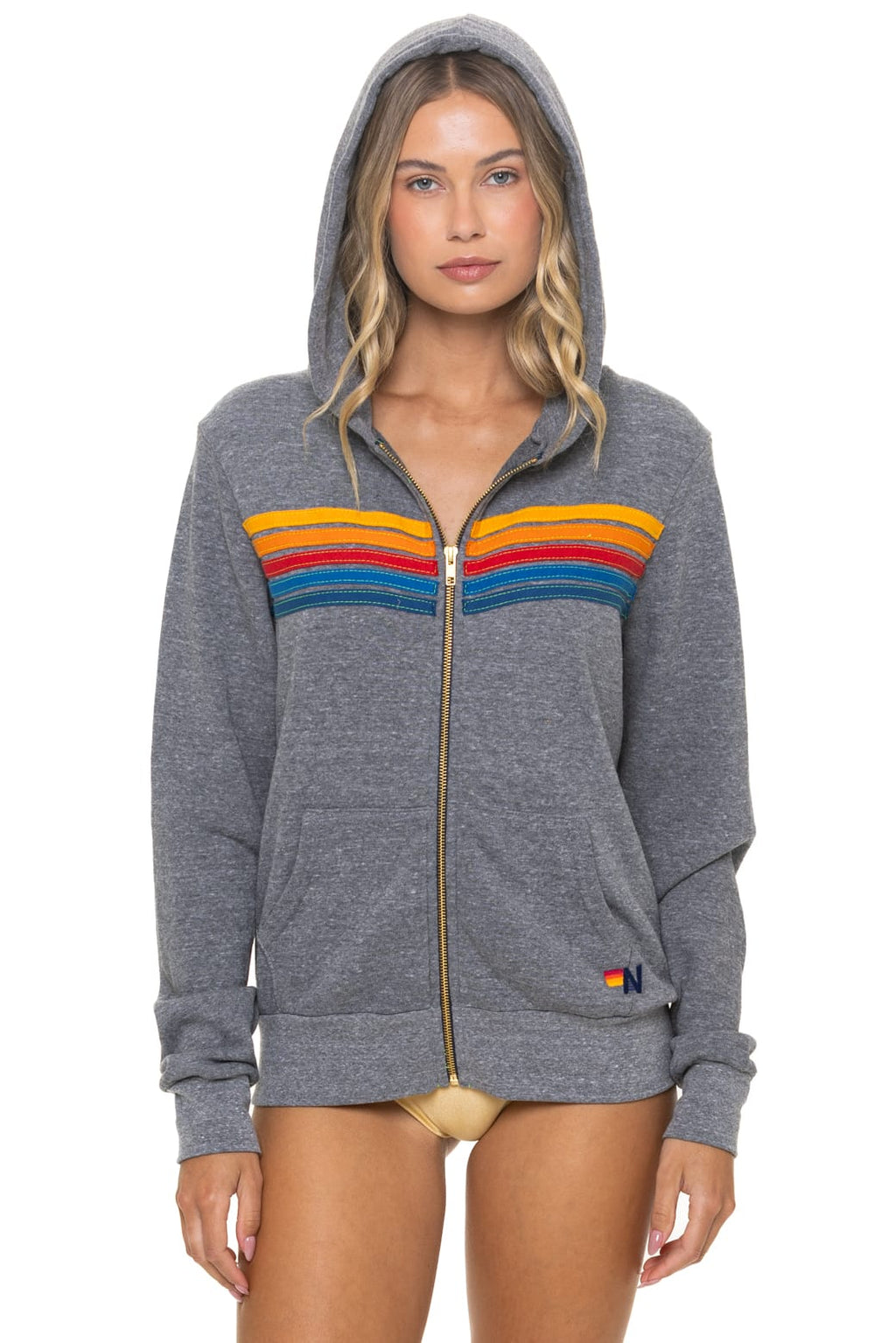 Retro 5 STRIPE HOODIE - HEATHER GREY