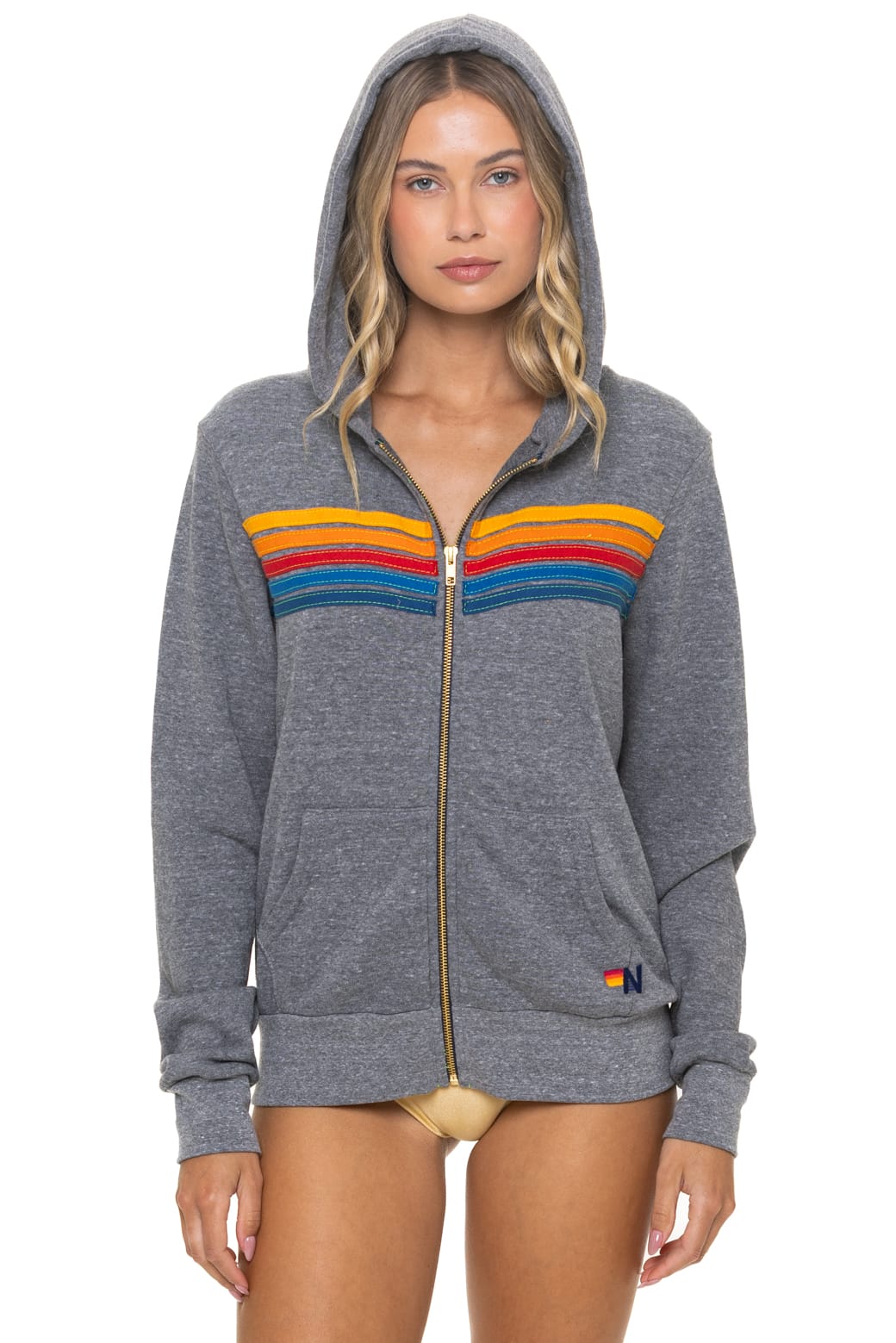 Retro 5 STRIPE HOODIE - HEATHER GREY