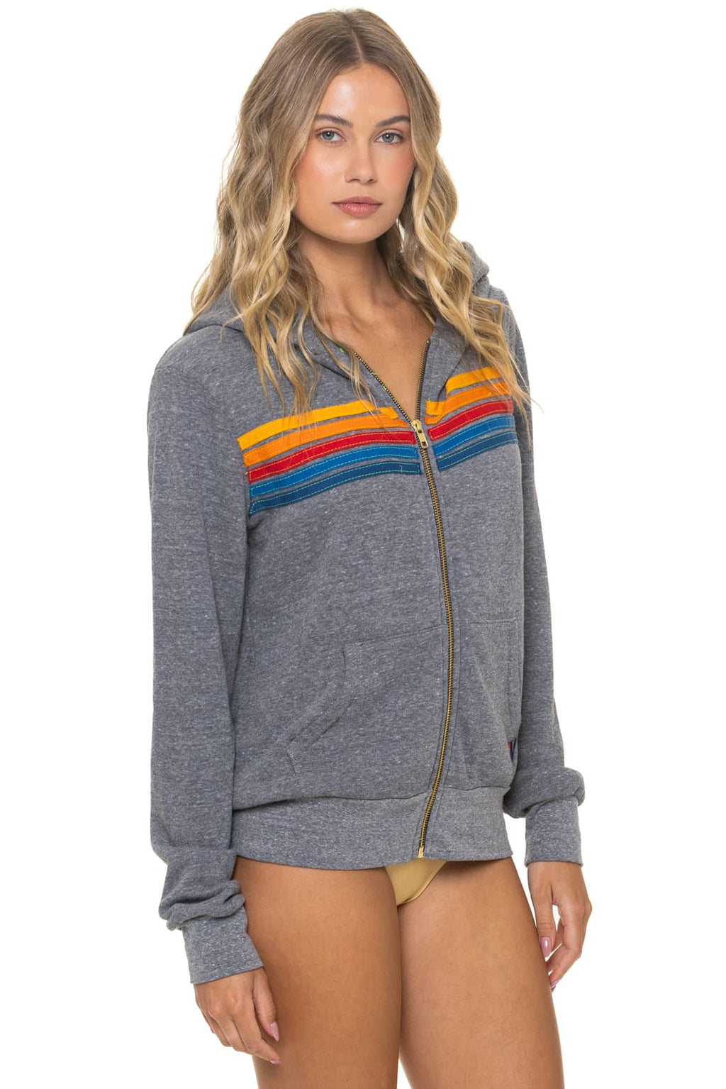 Retro 5 STRIPE HOODIE - HEATHER GREY