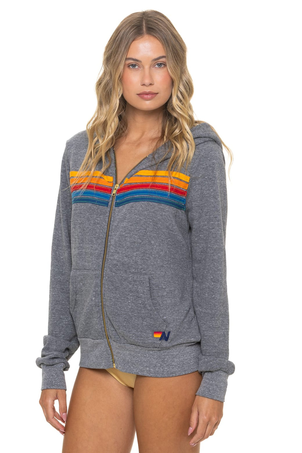 Retro 5 STRIPE HOODIE - HEATHER GREY