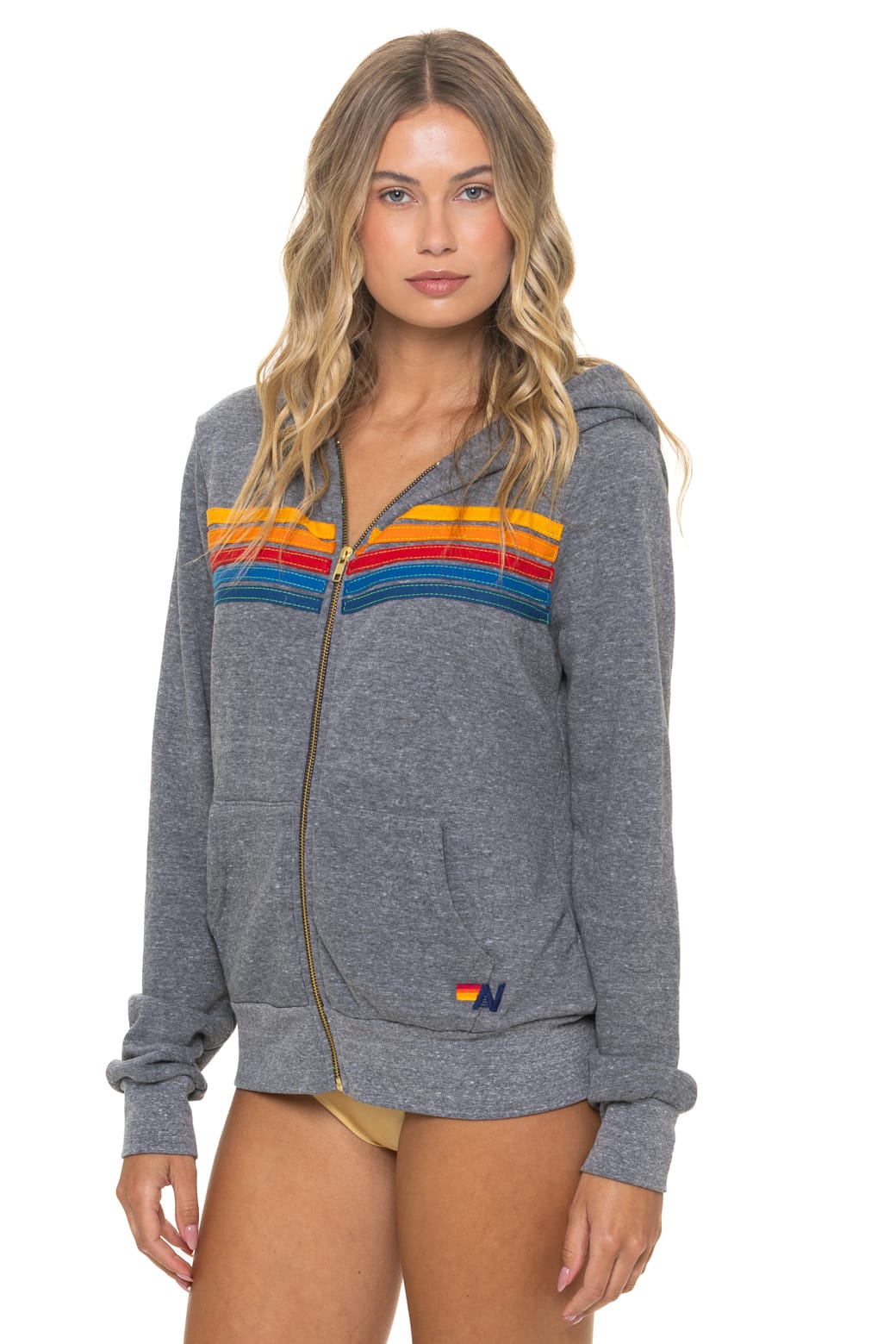 Retro 5 STRIPE HOODIE - HEATHER GREY