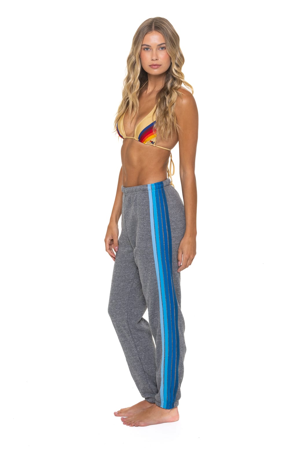 Retro 5 STRIPE SWEATPANTS - HEATHER GREY BLUE