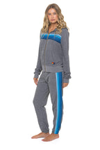 Retro 5 STRIPE HOODIE - HEATHER GREY BLUE