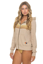 Retro 5 STRIPE HOODIE - SAND TAN