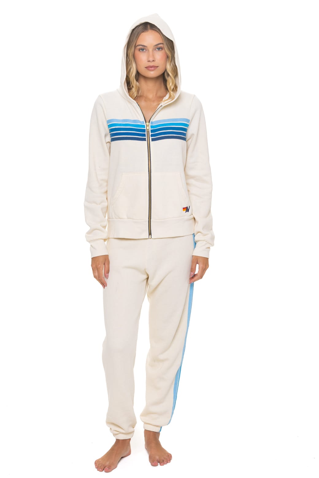 Retro 5 STRIPE HOODIE - VINTAGE WHITE BLUE