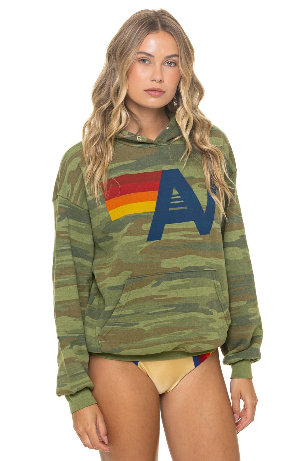Retro LOGO PULLOVER RELAXED HOODIE - CAMO