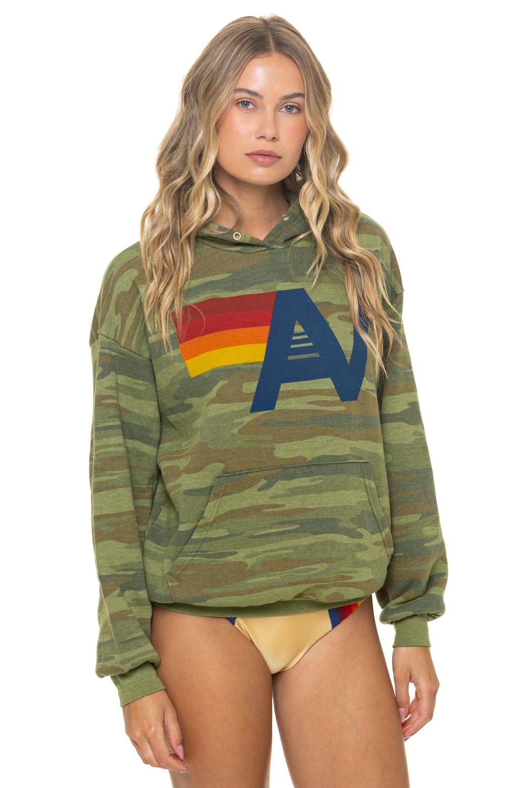 Retro LOGO PULLOVER RELAXED HOODIE - CAMO