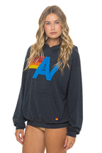 Retro LOGO PULLOVER RELAXED HOODIE - CHARCOAL