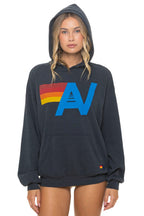Retro LOGO PULLOVER RELAXED HOODIE - CHARCOAL