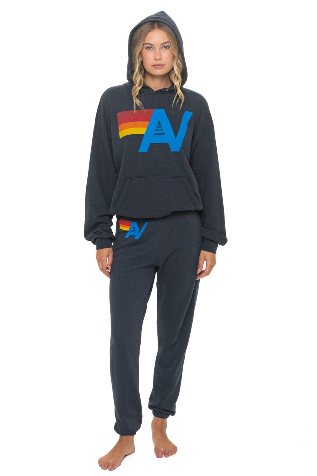 Retro LOGO PULLOVER RELAXED HOODIE - CHARCOAL