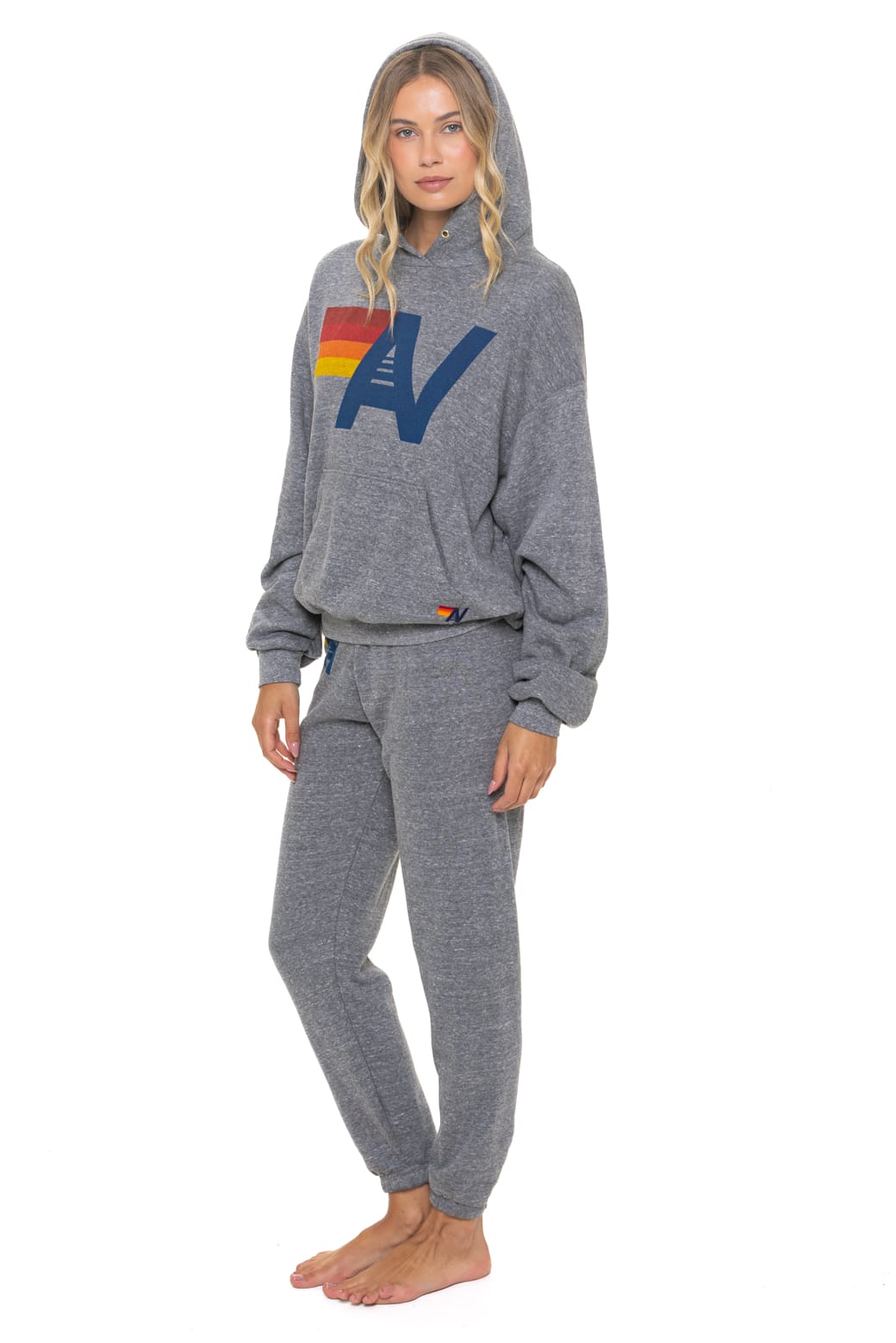 Retro LOGO PULLOVER RELAXED HOODIE - HEATHER GREY
