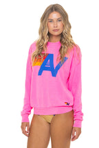 Retro LOGO SWEATSHIRT - NEON PINK