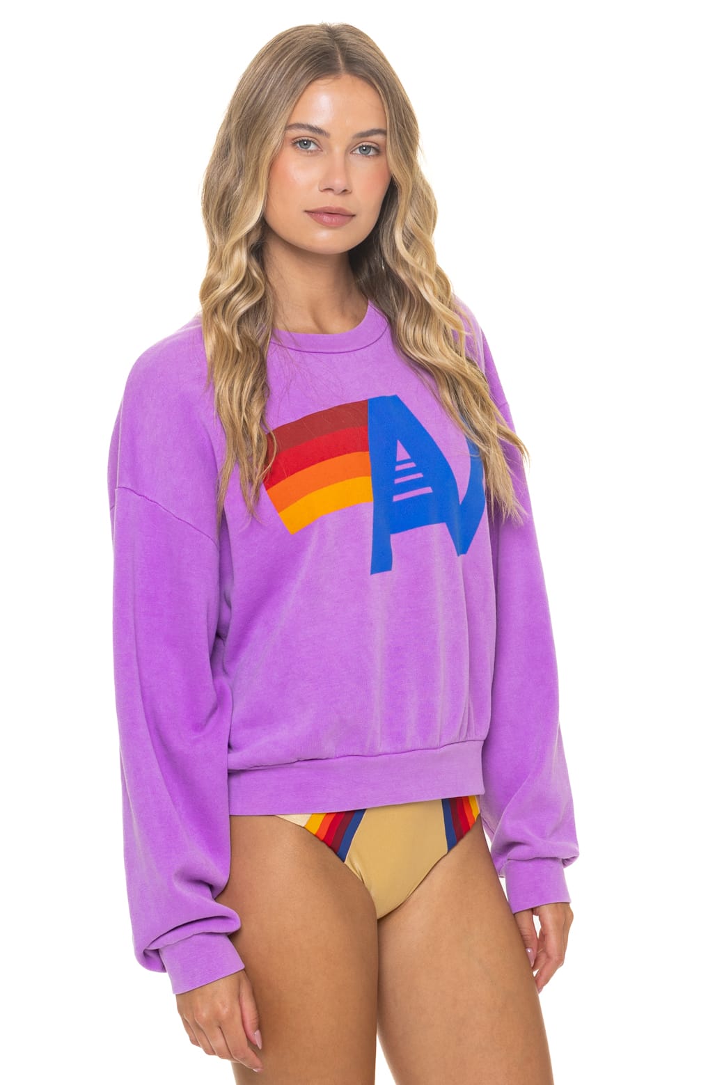 Retro LOGO RELAXED CREW SWEATSHIRT - NEON PURPLE