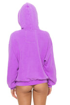 Retro LOGO PULLOVER RELAXED HOODIE - NEON PURPLE