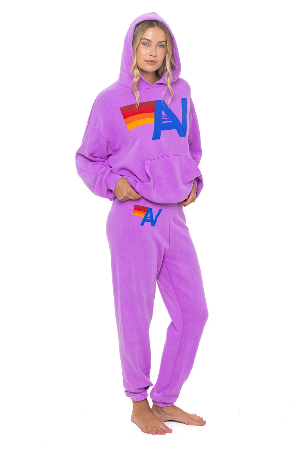 Retro LOGO PULLOVER RELAXED HOODIE - NEON PURPLE