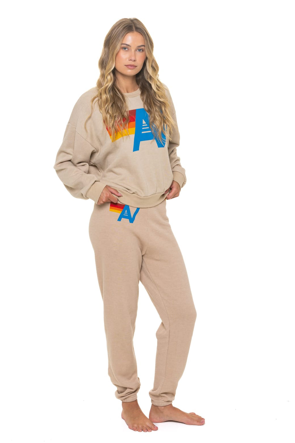Retro LOGO RELAXED CREW SWEATSHIRT - SAND