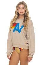 Retro LOGO RELAXED CREW SWEATSHIRT - SAND