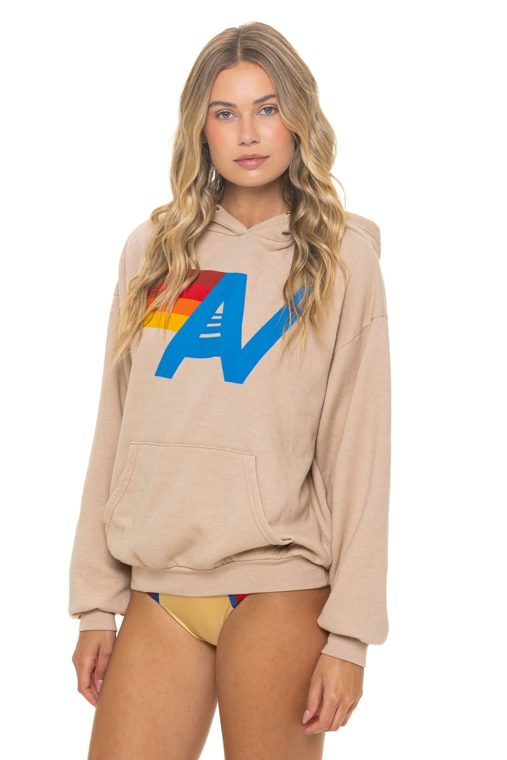 Retro LOGO PULLOVER RELAXED HOODIE - SAND