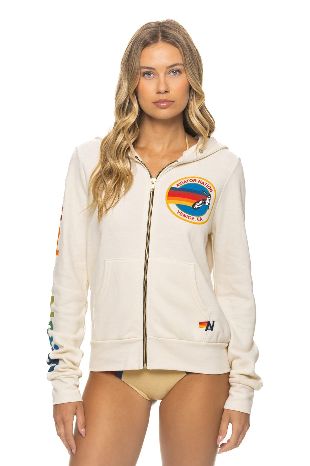 Retro AVIATOR NATION VENICE HOODIE - VINTAGE WHITE