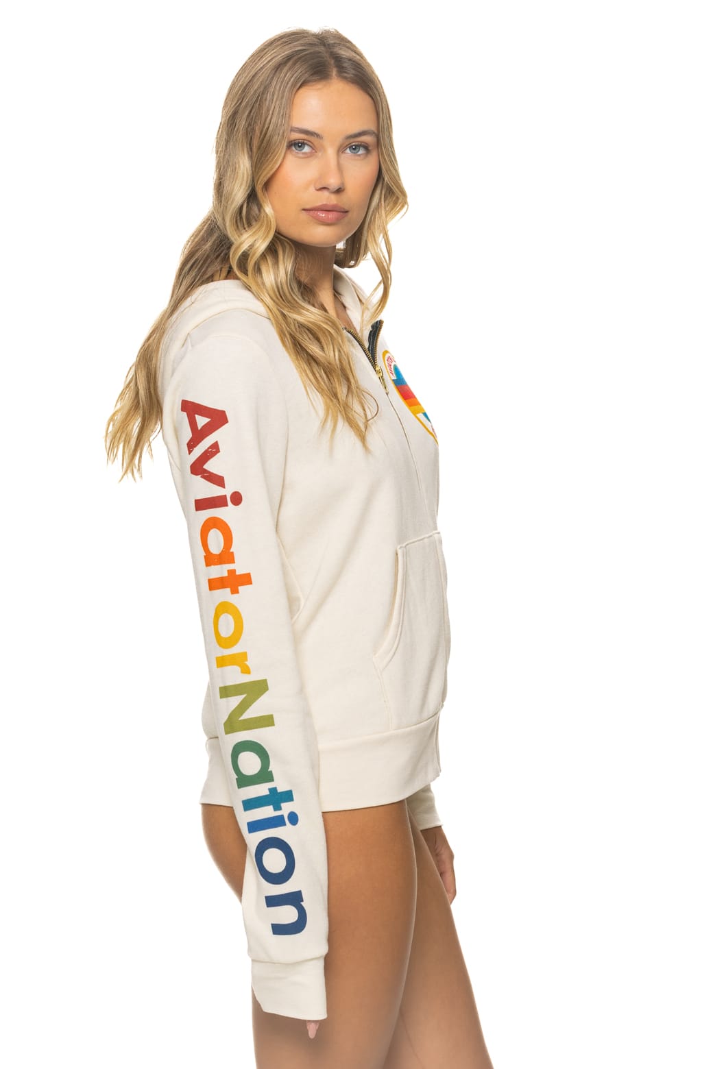Retro AVIATOR NATION VENICE HOODIE - VINTAGE WHITE