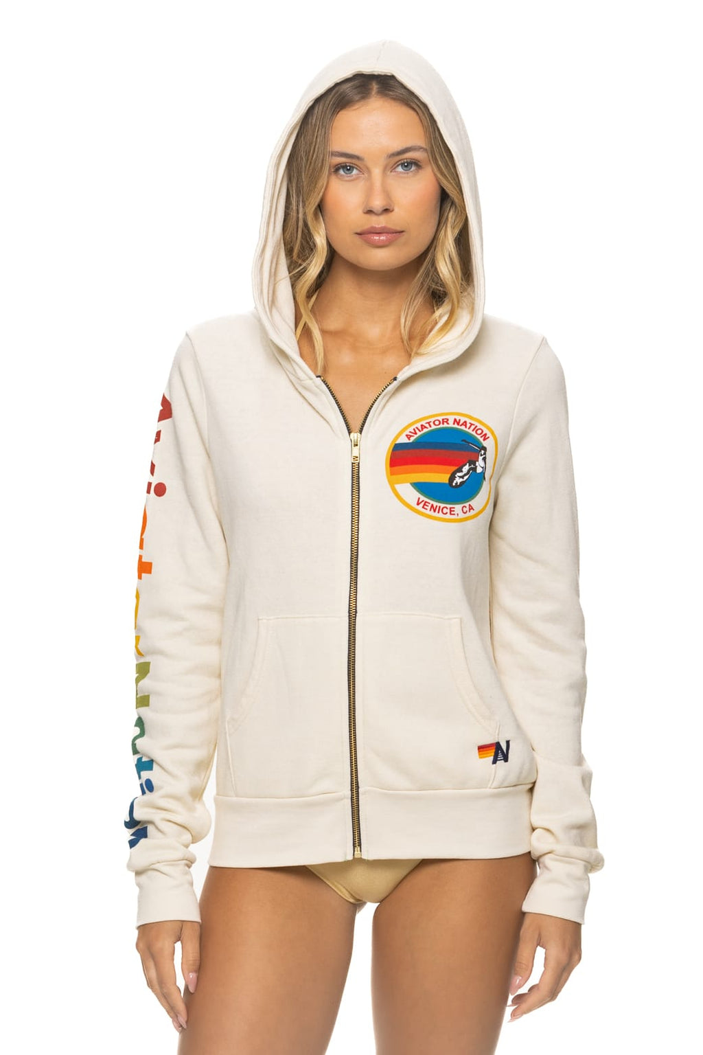Retro AVIATOR NATION VENICE HOODIE - VINTAGE WHITE