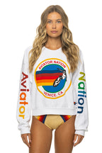 Retro AVIATOR NATION RELAXED VENICE CREW SWEATSHIRT - WHITE