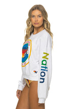 Retro AVIATOR NATION RELAXED VENICE CREW SWEATSHIRT - WHITE