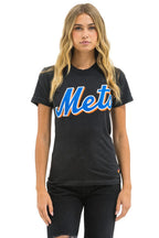 Retro NY METS BOLT CREW TEE - BLACK