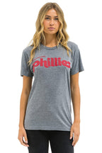 Retro PHILLIES BOLT CREW TEE - HEATHER GREY