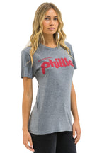 Retro PHILLIES BOLT CREW TEE - HEATHER GREY