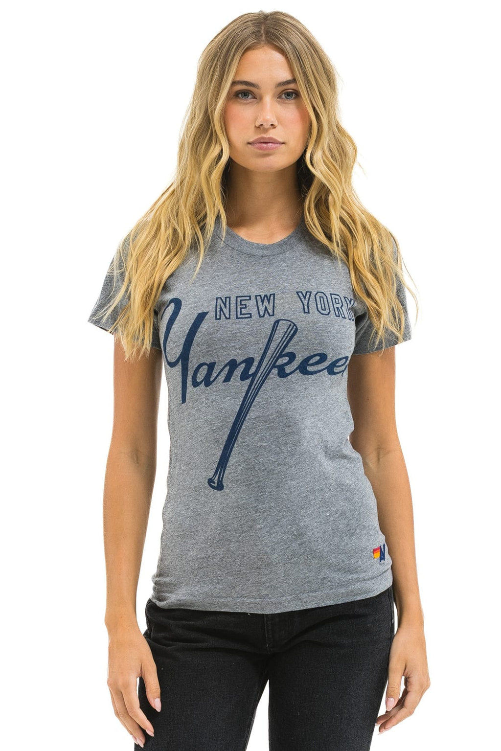 Retro NY YANKEES BOLT CREW TEE - HEATHER