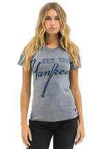 Retro NY YANKEES BOLT CREW TEE - HEATHER